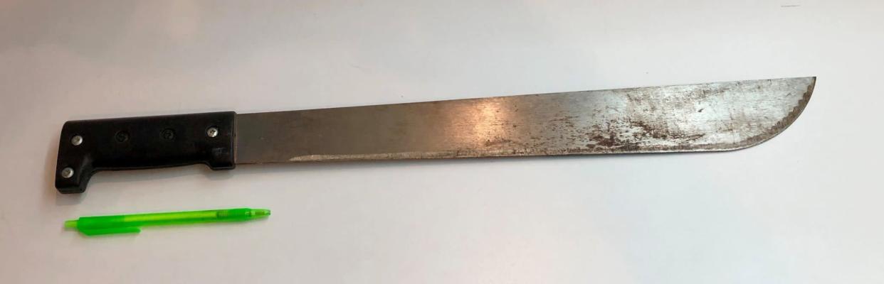 TSA Public Affairs spokesperson Lisa Farbestein shared a photo of a recently confiscated two-foot long machete. (Photo: Twitter)