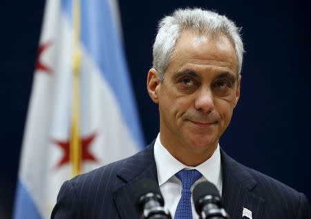 Chicago Mayor Rahm Emanuel listens to remarks at a news conference in Chicago, Illinois, United States, December 7, 2015. REUTERS/Jim Young