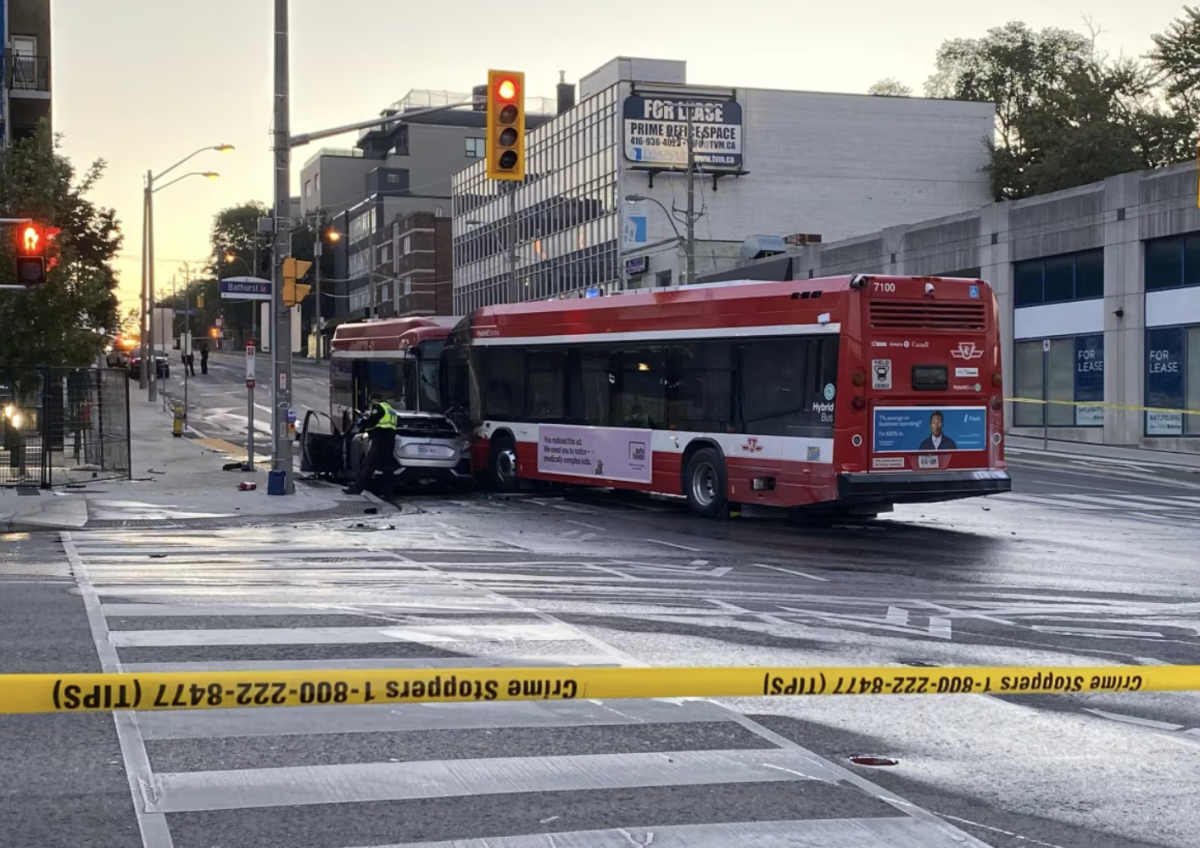 TTC bus driver pulls man from burning, possibly stolen car after crash