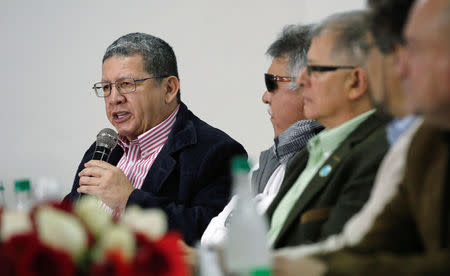 Colombia's Marxist FARC Pablo Catatumbo speaks during a news conference in Bogota, Colombia November 16, 2017. REUTERS/Jaime Saldarriaga