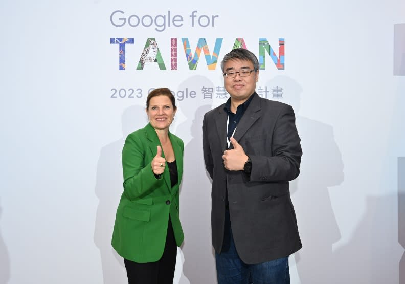 左為Google亞太區政府事務及公共政策副總裁彭朗寧（Michaela Browning），右為數位發展部次長李懷仁。Google提供