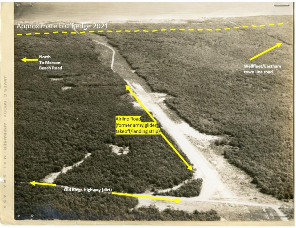 This National Park Service archive photo shows a landing strip near the Wellfleet/Eastham town line that was used to launch aircraft carrying drone planes for artillery training at the former Camp Wellfleet.