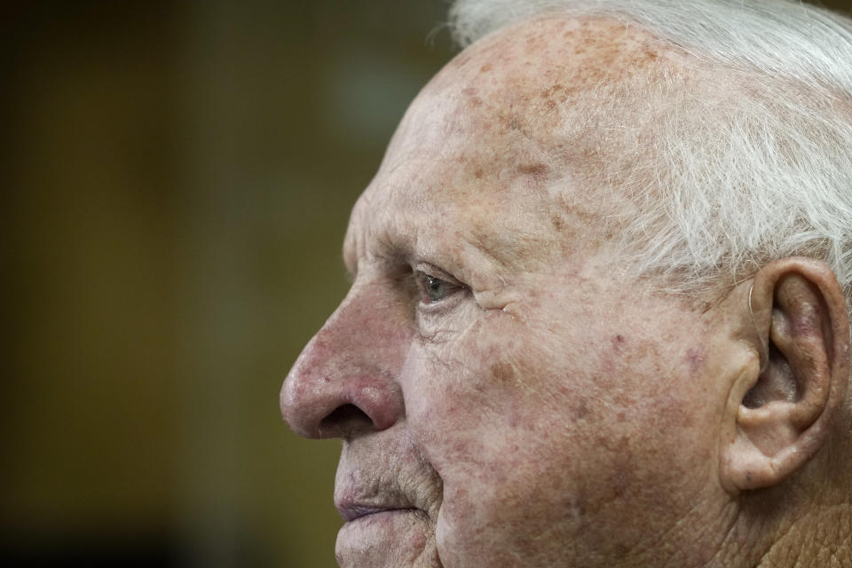 A.J. Foyt sits in his office, Wednesday, March 29, 2023, in Waller, Texas. (AP Photo/Godofredo A. Vásquez)