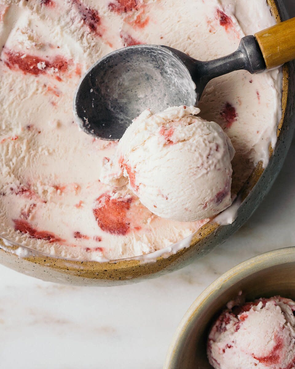 No Churn Roasted Strawberry Ice Cream