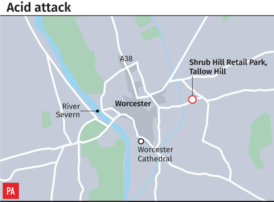 A map showing the location of the acid attack which left a three-year-old boy with serious injuries. (PA)