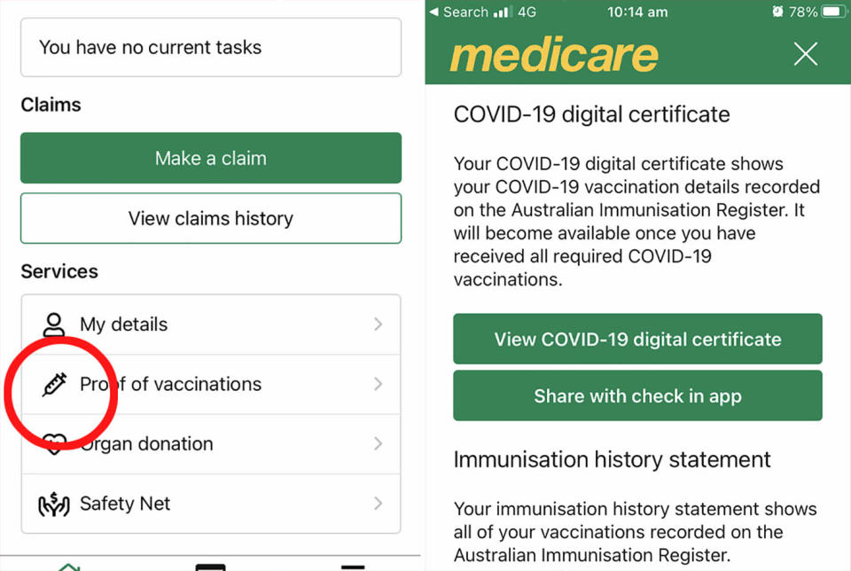 A screenshot of the Medicare app is seen on an iPhone.