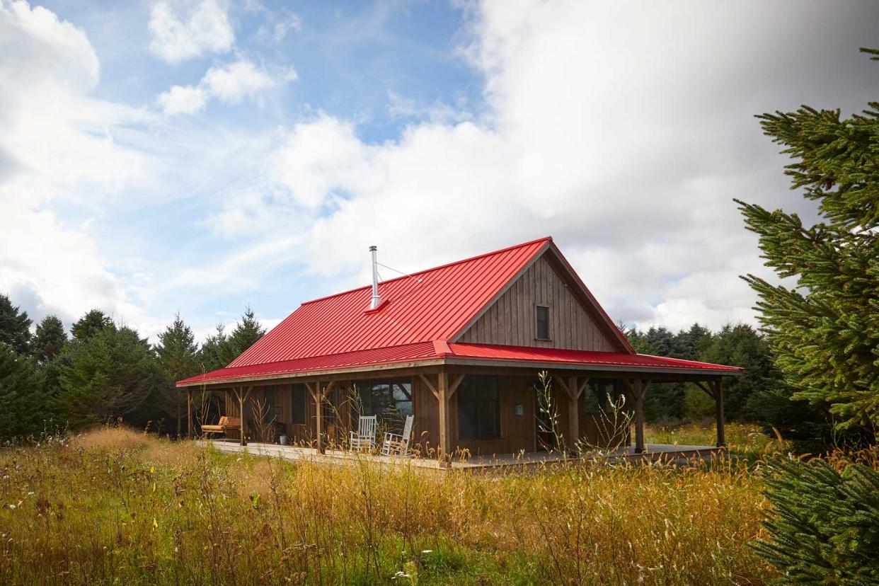 Cabins in the woods, by a river in Wisconsin