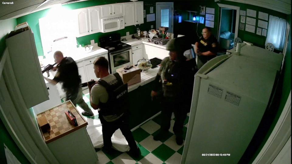 PHOTO: Security footage of police officers raiding the house of rapper Afroman last year. (Courtesy of Afroman)
