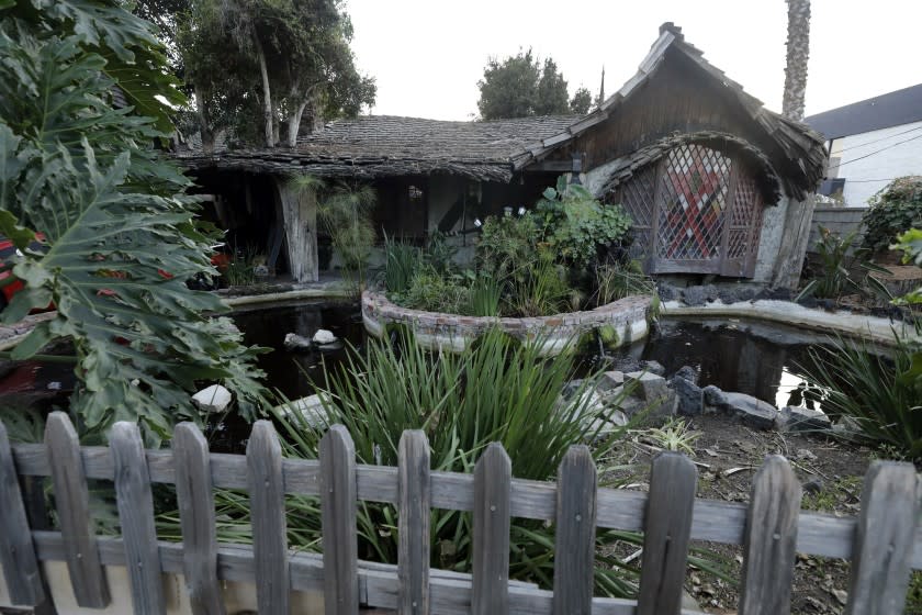 CULVER CITY, CA - OCTOBER 18: The Lawrence and Martha Joseph Residence and Apartments, Historic-Cultural Monument No. 624 is included in a driving tour that takes readers to five different homes that were featured in movies with hobbits/witches. Photographed Lawrence and Martha Joseph Residence and Apartments on Sunday, Oct. 18, 2020 in Culver City, CA. (Myung J. Chun / Los Angeles Times)