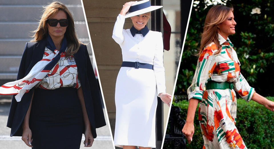 Melania Trump wore three different outfits while meeting the Queen in the UK. 