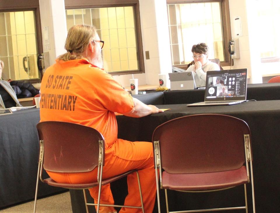 Wayne Edmonds Jr. testifies before the South Dakota Board of Pardons and Paroles on March 15, 2023, at the Jameson Annex of the South Dakota State Penitentiary in Sioux Falls.