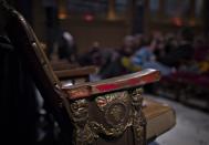 A row of original seats from 1928 sit on permanent display. The current seats were made in the 1940s and were taken from a theatre in Vancouver that was being renovated several years ago. (Reuters)