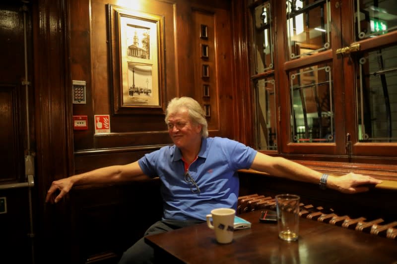 FILE PHOTO: Britain's Brexit Secretary Steve Barclay meets with JD Wetherspoon chairman Tim Martin in London