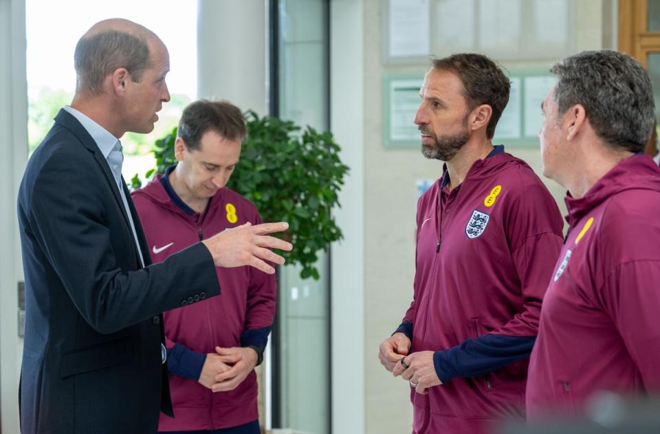 The Prince of Wales (left) speaks with England manager Gareth Southgate (Paul Cooper/The Telegraph/PA Wire)