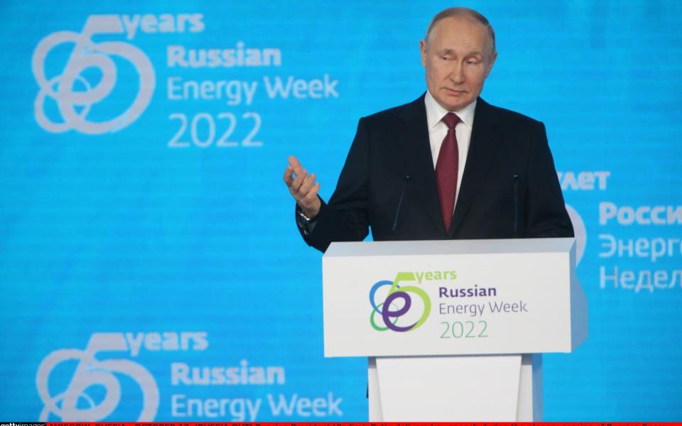 Vladimir Putin delivers key speech during the plenary session of Russian Energy Week 2022 - Getty Images Europe