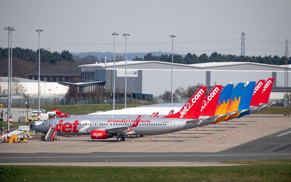 Grounded planes at Birmingham International Airport - PA