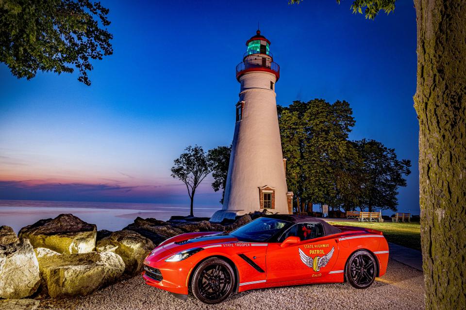 The Ohio Highway Patrol photo that was submitted to the AAST’s “Best Looking Cruiser” 2023 contest, taken at Marblehead Lighthouse State Park.