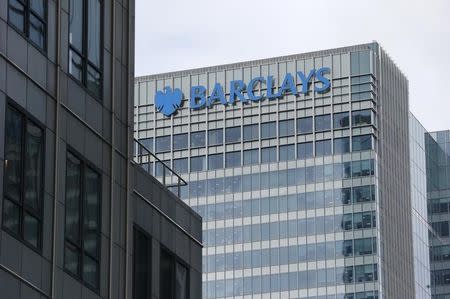 A Barclays bank office is seen at Canary Wharf in London, Britain May 19, 2015. REUTERS/Suzanne Plunkett/File Photo