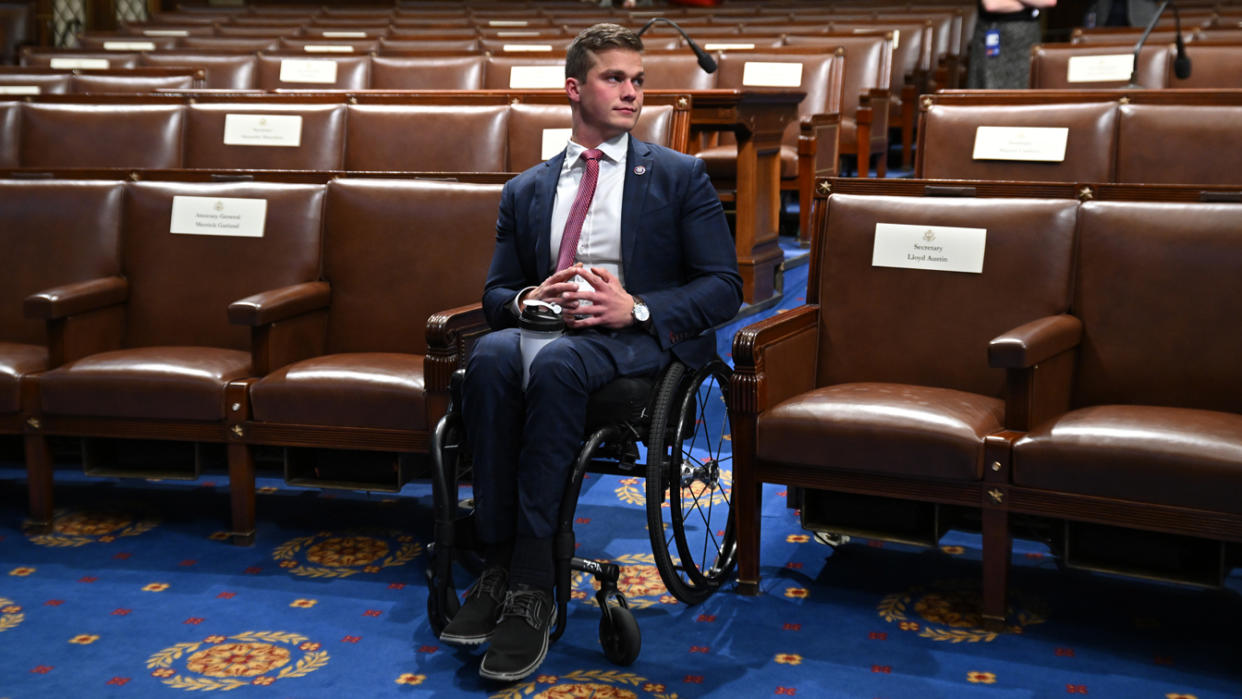 Rep. Madison Cawthorn arrives for the State of the Union address at the Capitol on March 1. 