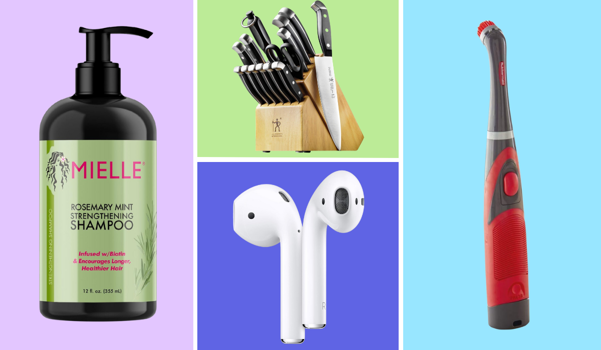 popular products: knife set, airpods, shampoo, electric scrubber