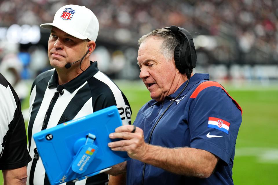 It hasn't been a good season for the Patriots, and it wasn't a good day for head coach Bill Belichick, or his tablets. (Photo by Chris Unger/Getty Images)