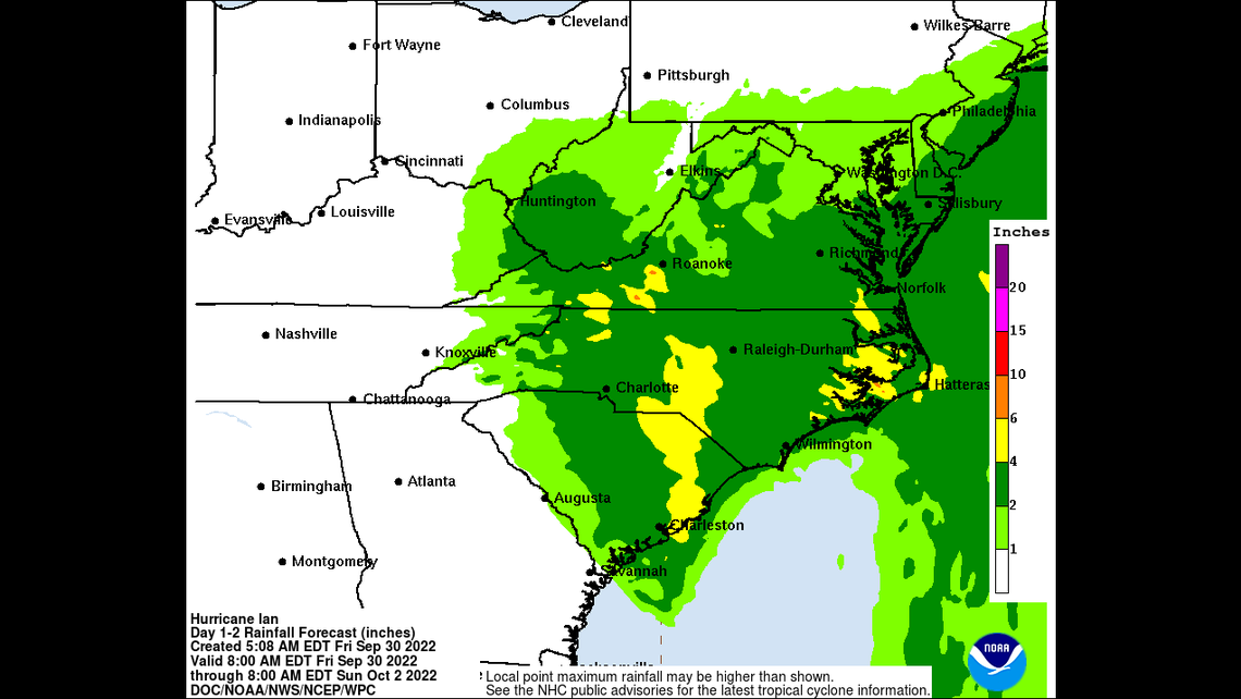 Hurricane Ian will be a tropical storm when it crossed the Charlotte region with heavy rain and wind gusts.