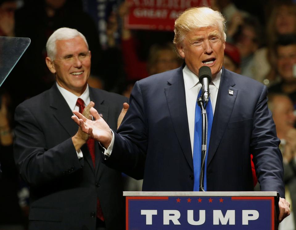 Donald Trump and Mike Pence in New Hampshire on November 7, 2016.