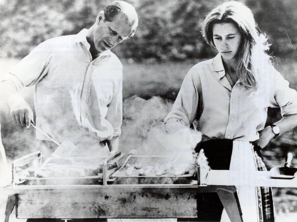 Prince Philip grills with Princess Anne