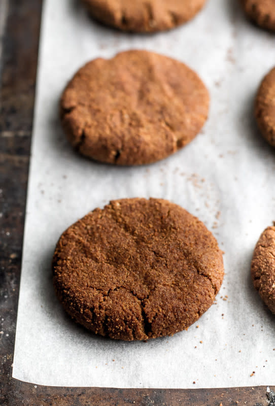 <p>Running with Spoons</p><p>Flourless gingerbread cookies that are soft, chewy, and super easy to make with only one bowl and a handful of healthy ingredients.</p><p><strong>Get the recipe: <a href="https://www.runningwithspoons.com/flourless-gingerbread-cookies/" rel="nofollow noopener" target="_blank" data-ylk="slk:Flourless Gingerbread Cookies;elm:context_link;itc:0;sec:content-canvas" class="link ">Flourless Gingerbread Cookies</a></strong></p>