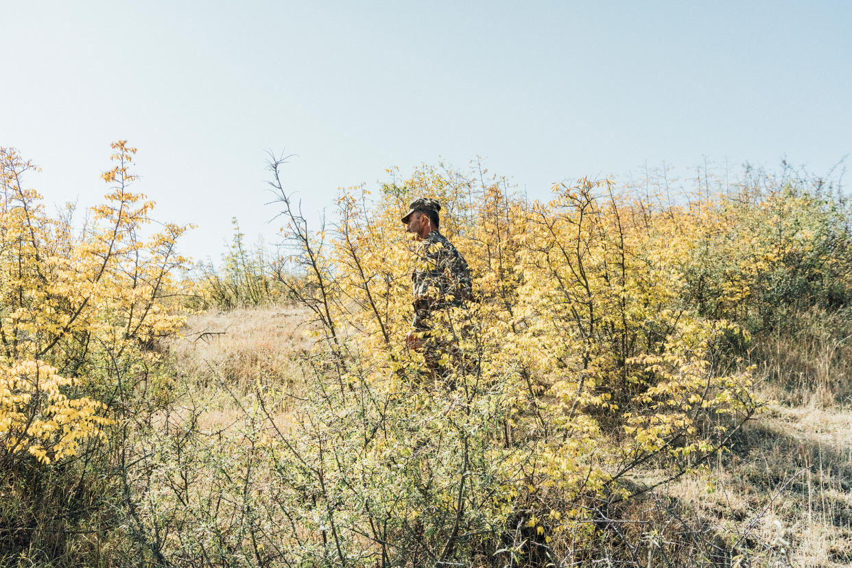 Ashot Sarkissian, 51, walks on a hill near the town of Askeran where an alleged Azerbaijani drone was shot down in October.