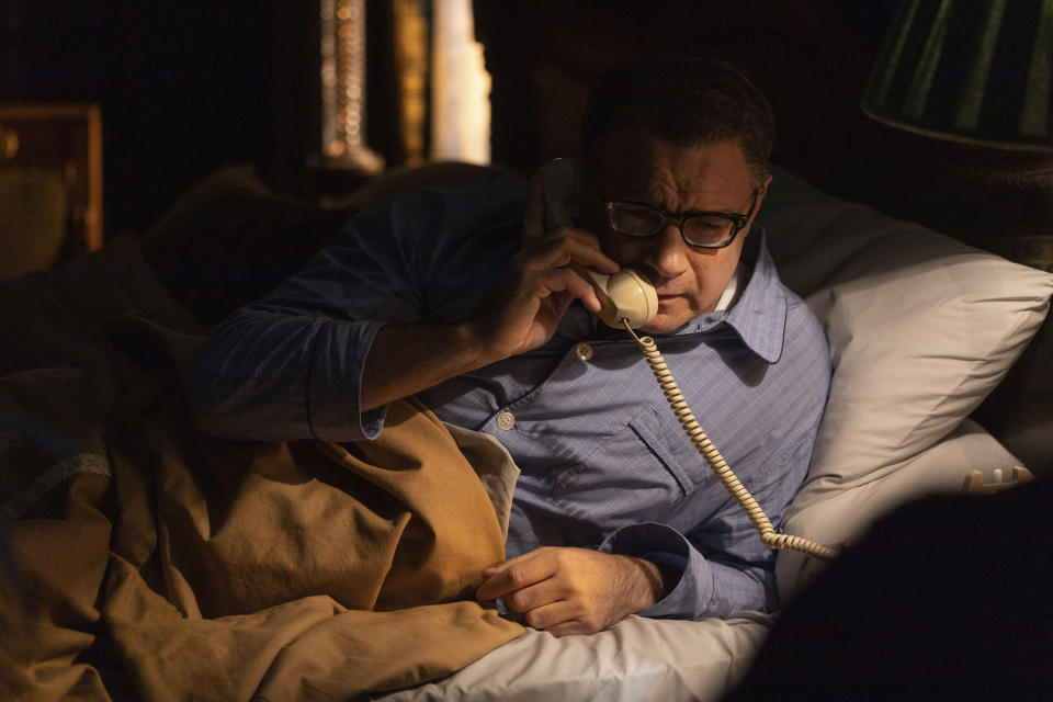 This image released by Bleecker Street shows Liev Schreiber in a scene from. the film "Golda." (Bleecker Street via AP)