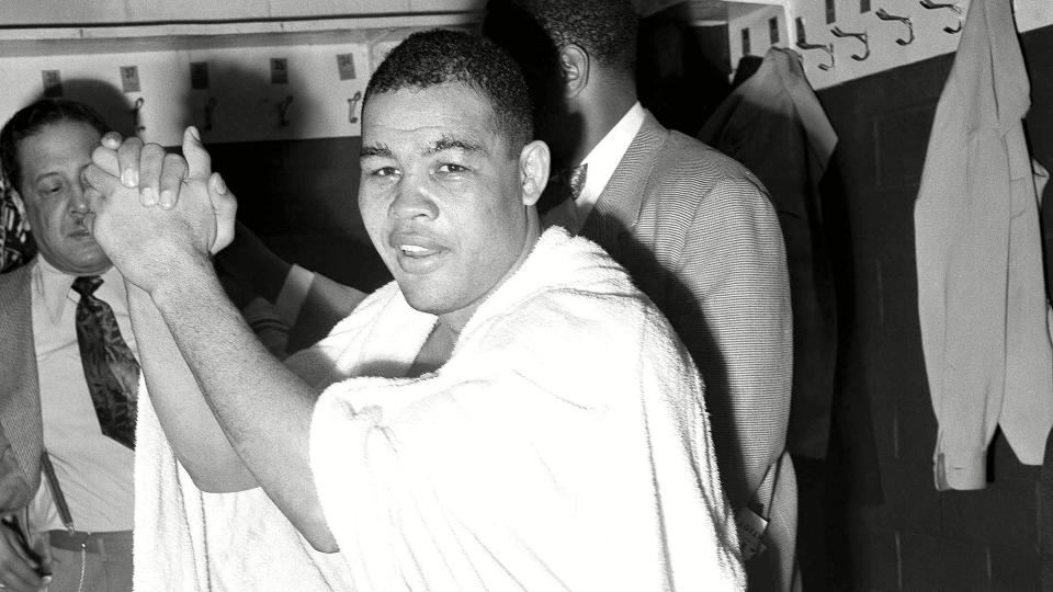 Mandatory Credit: Photo by Ae/AP/Shutterstock (6634591a)Joe Louis is pictured in his dressing room following his bout with Freddie Beshore in DetroitJoe Louis 1951, Detroit, USA.