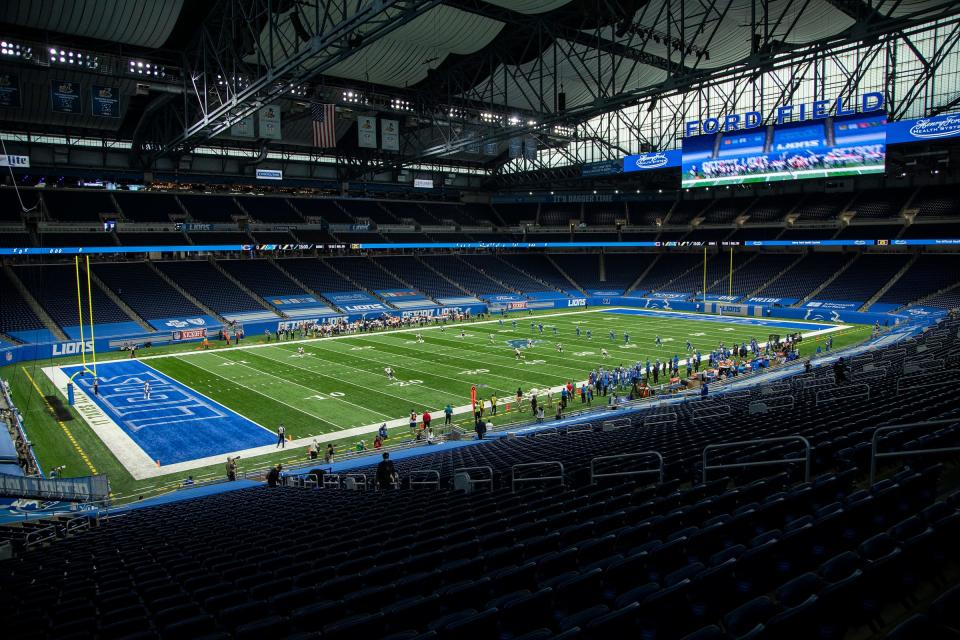 Detroit Lions kicks off season opener against the Chicago Bears at Ford Field in Detroit, Sunday, Sept. 13, 2020.