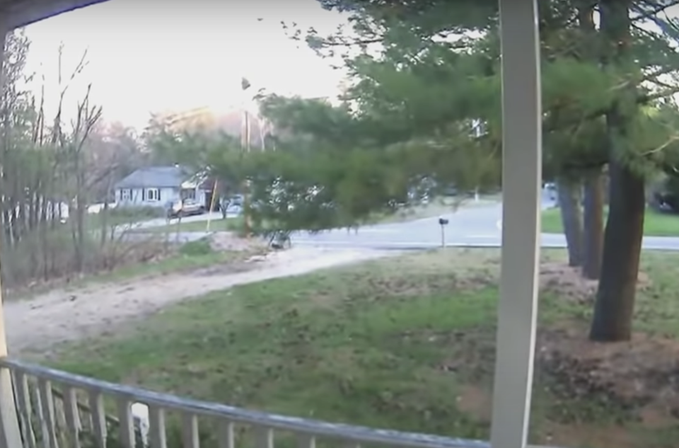 A nearby resident's doorbell camera caught the rumble of the explosion. Source: CBS Boston