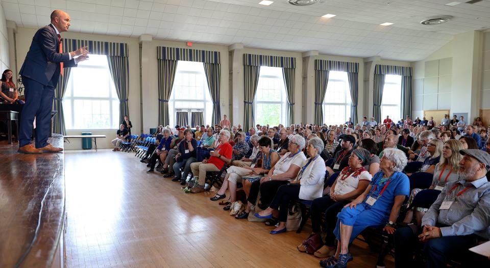 Gov. Spencer Cox speaks at the Braver Angels National Convention at Gettysburg College in Gettysburg, Pa., on Saturday, July 8, 2023. | Kristin Murphy, Deseret News