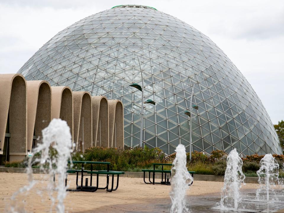 One of three domes that are part of the Mitchell Park Horticultural Conservatory stands in Milwaukee on Oct. 24, 2021.