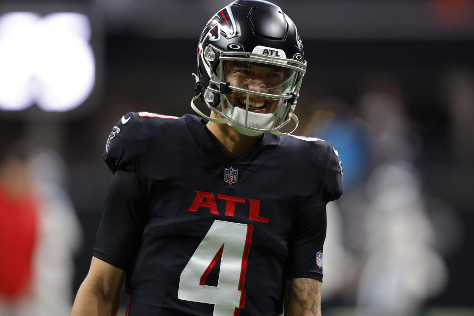 We don't know if third-round rookie Desmond Ridder can be the future quarterback in Atlanta. But it's good the Falcons are finding out, since a lot of other stuff is falling into place to climb back to the top of the NFC South. (Photo by Todd Kirkland/Getty Images)