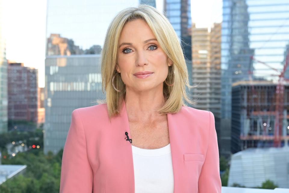 <p>Jeff Neira/ABC via Getty</p> Amy Robach reports live from One World Trade Center in lower Manhattan as part of ABC News coverage of the 20th anniversary of September 11, 2001