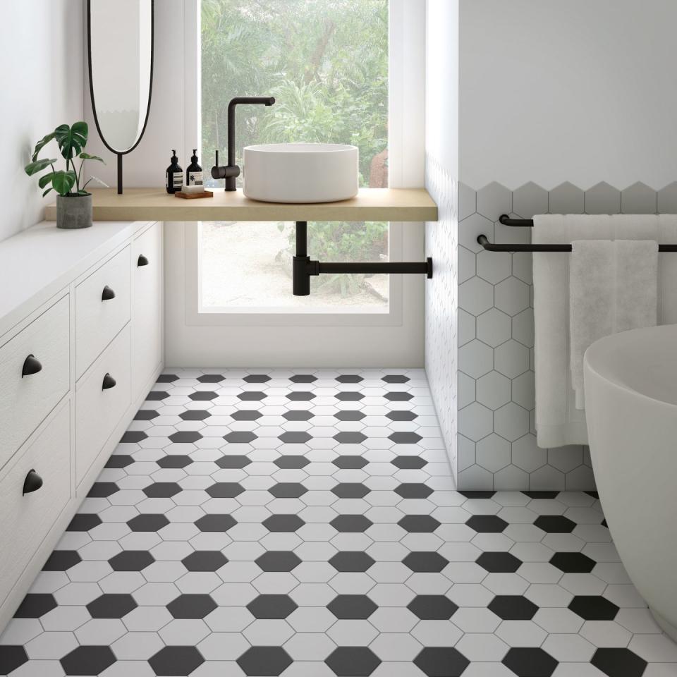 kromatika, black and white porcelain floor tiles, tile mountain