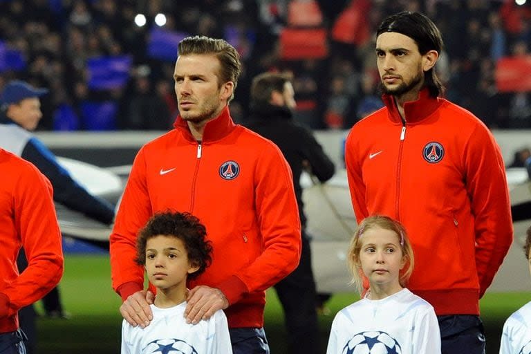 Con David Beckham, en PSG 2012/13: 