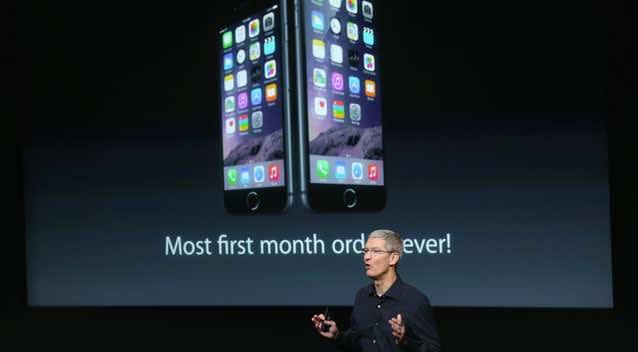 Apple CEO Tim Cook speaks during an event introducing new iPads at Apple's headquarters. Photo: Getty