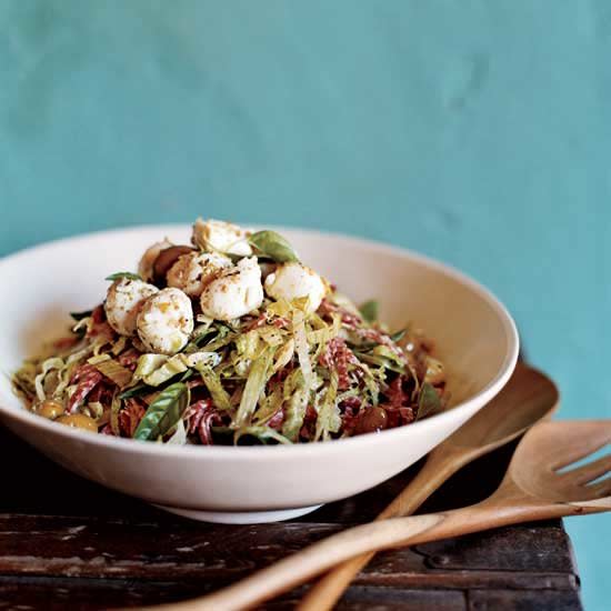 Antipasto Salad with Bocconcini and Green-Olive Tapenade