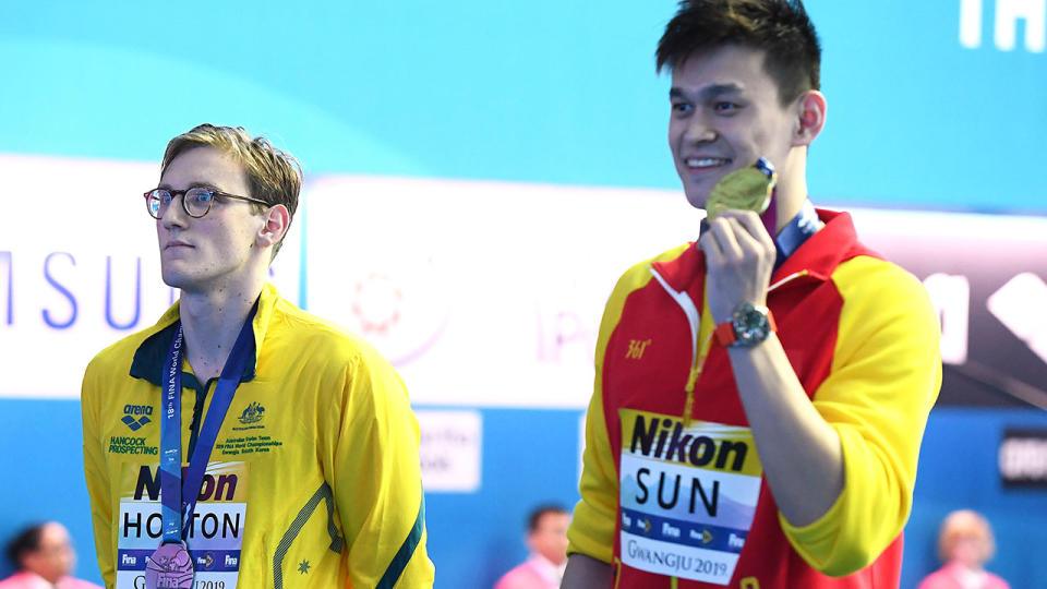 Mack Horton wouldn't pose for photos with Sun Yang either. (Photo by Quinn Rooney/Getty Images)