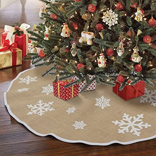 20) Burlap Snowflake Christmas Tree Skirt