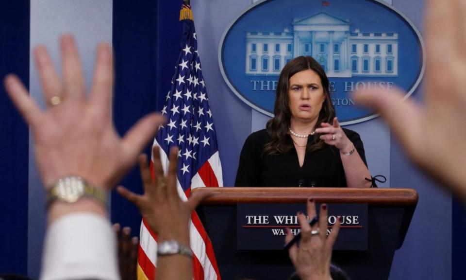 Sarah Sanders at the White House press briefing.