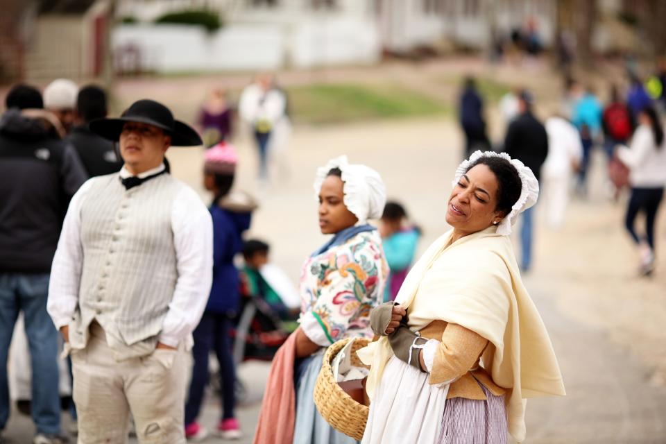 One of many historical reenactments at Colonial Williamsburg.