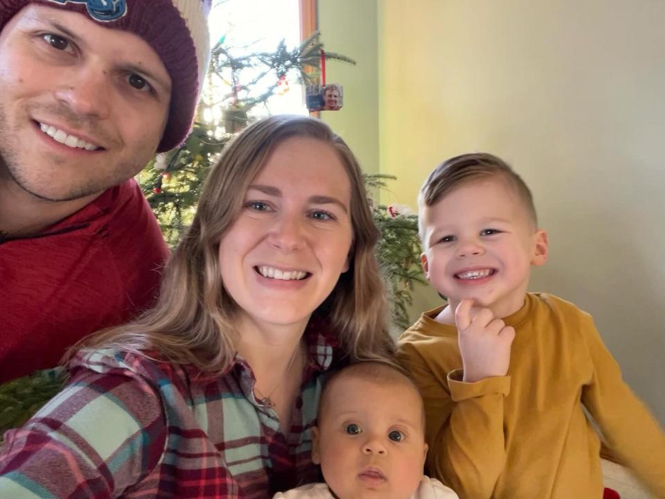 The Crawley family, including Kian, Megan, Emma and Theo, in a selfie. (Photo courtesy of Megan Crawley)