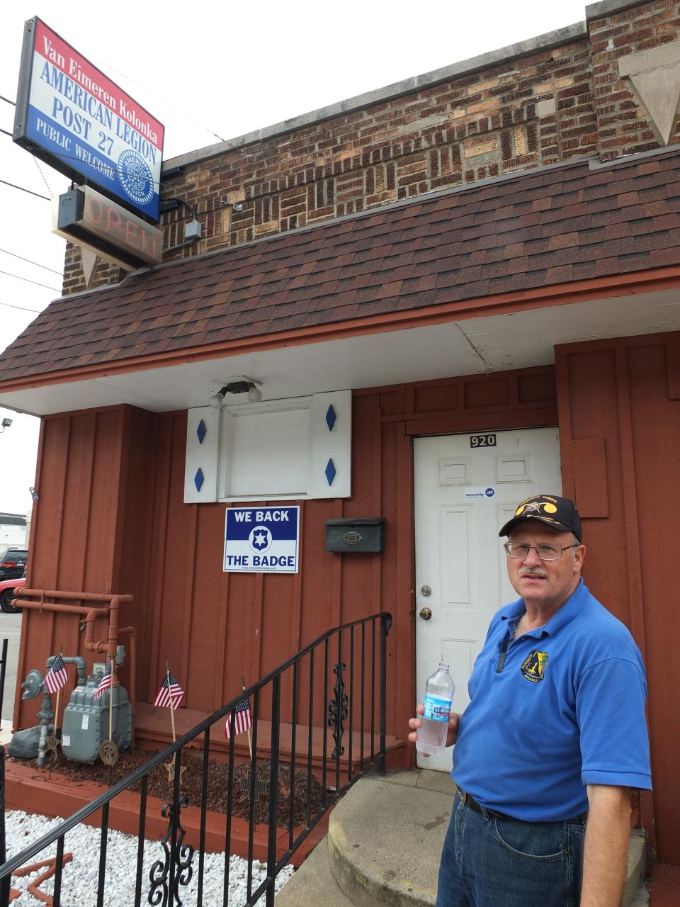 Ray Grabowski, the post commander, stands in front of American Legion Post 27 at 920 Monroe Avenue in South Milwaukee. The 100-year-old building is falling apart and the Legion needs funding for repair.