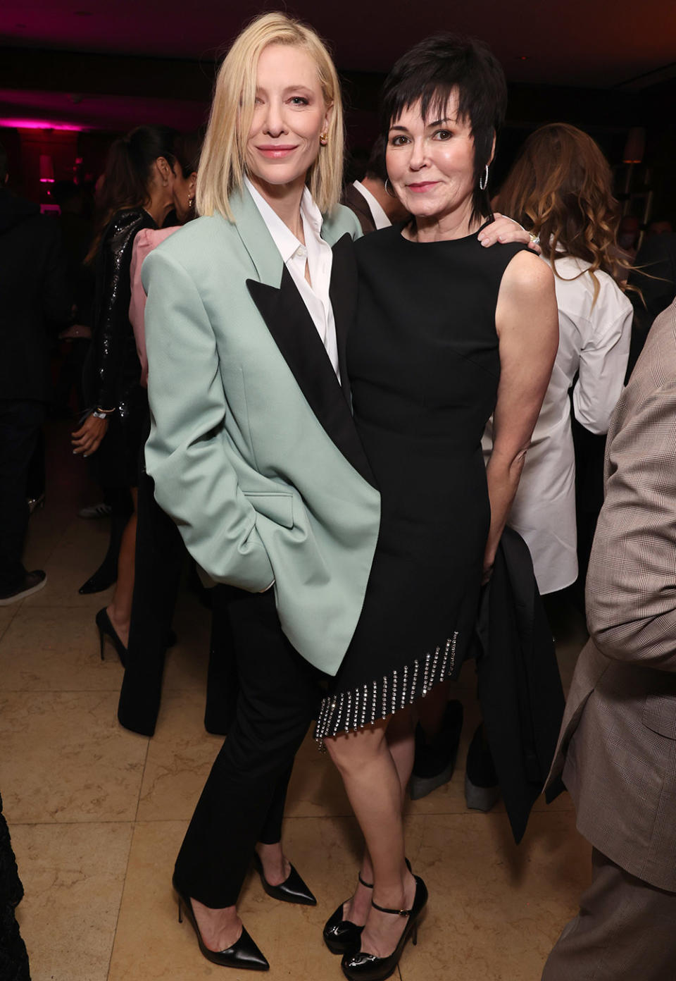 (L-R) Cate Blanchett and Hylda Queally attend the The CAA Pre-Oscar Party at Sunset Tower Hotel on March 10, 2023 in Los Angeles, California.