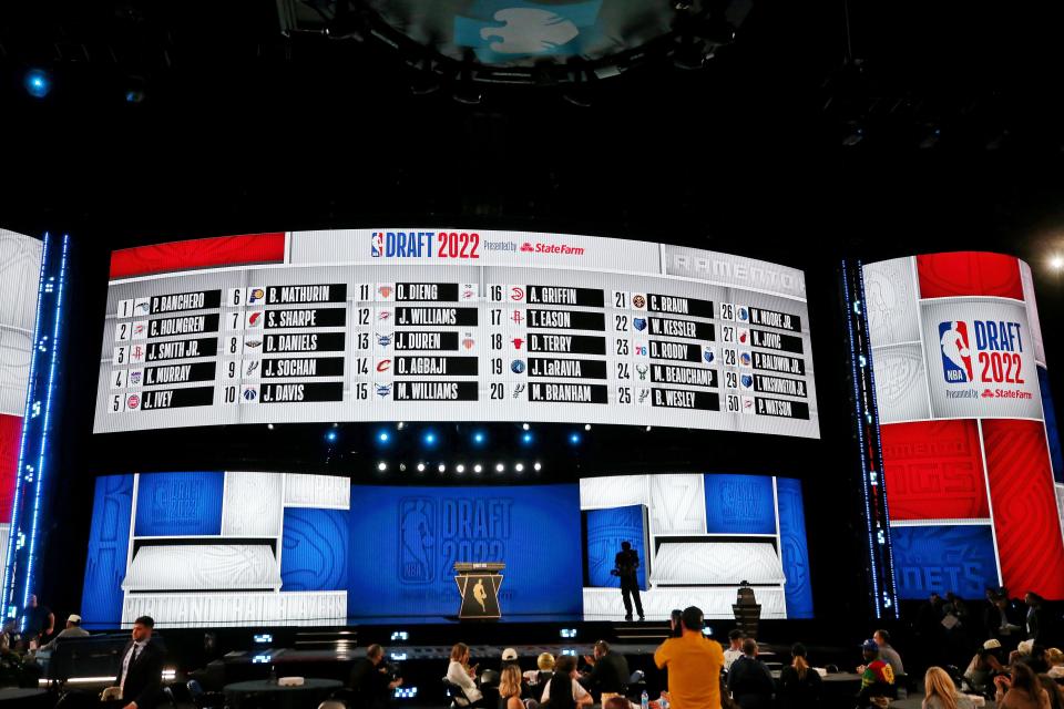 A general view after the first round of the 2022 NBA Draft at Barclays Center.